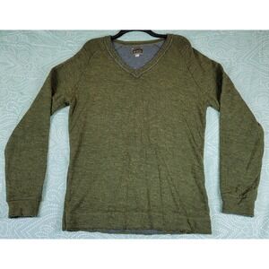 Diesel V Neck Long Sleeve Wool Blend Sweater Mens L Olive‎ Green Distressed
